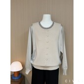 春夏圆领冰丝长袖 时尚 洋气妈妈装 针织拼接中老年女百搭气质上衣