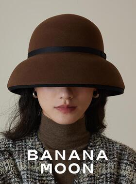 至简优雅大气_澳洲美利诺羊毛贵妇范内扣赫本礼帽廓形毛呢礼帽