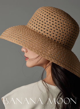 Bananamoon云母轻薄镂空遮阳帽微透春夏大沿简约廓形出游女草帽