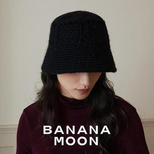 Bananamoon90S法式 极简喷毛羊驼羊毛空心纱渔夫帽 几何拼接_ROW式