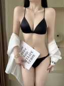 法式 前扣三角杯内衣女小胸聚拢无钢圈细肩带夏季 美背超薄性感文胸