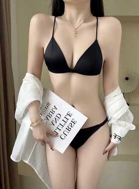 法式前扣三角杯内衣女小胸聚拢无钢圈细肩带夏季美背超薄性感文胸