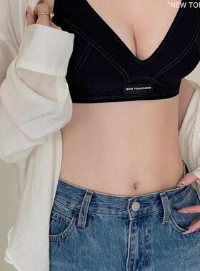 无痕内衣女夏季薄款小胸聚拢无钢圈果冻条软支撑收副乳美背文胸罩