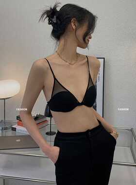 性感比基尼纯欲露背内衣女薄款大胸显小胸微聚拢防下垂可拆卸胸罩