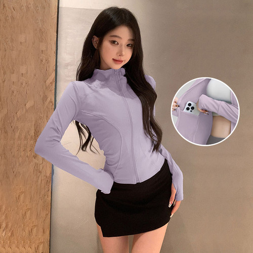 立领速干跑步运动服女瑜伽外套夏