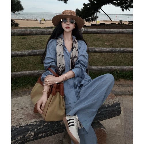 今年流行超火棉麻女高端亚麻套装