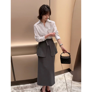裙子早春漂亮套装 衬衫 通勤洋气长袖 韩系一整套ootd穿搭高级感时尚