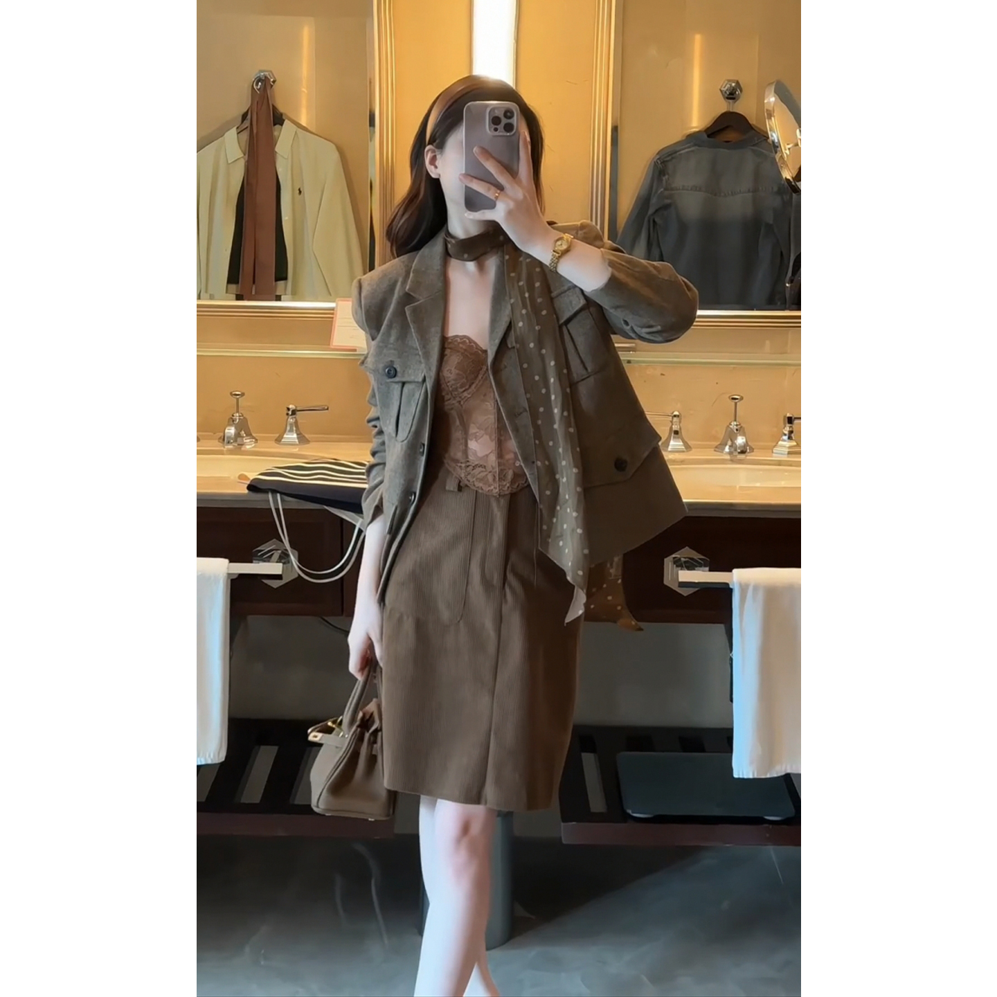 卡其一整套老钱风高级感穿搭套装