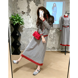 韩系一整套ootd穿搭小香风气质高级感超好看针织半身裙两件套冬装