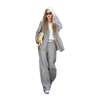 休闲时尚盐系轻熟御姐炸街港风高级感西装外套阔腿裤两件套装女春