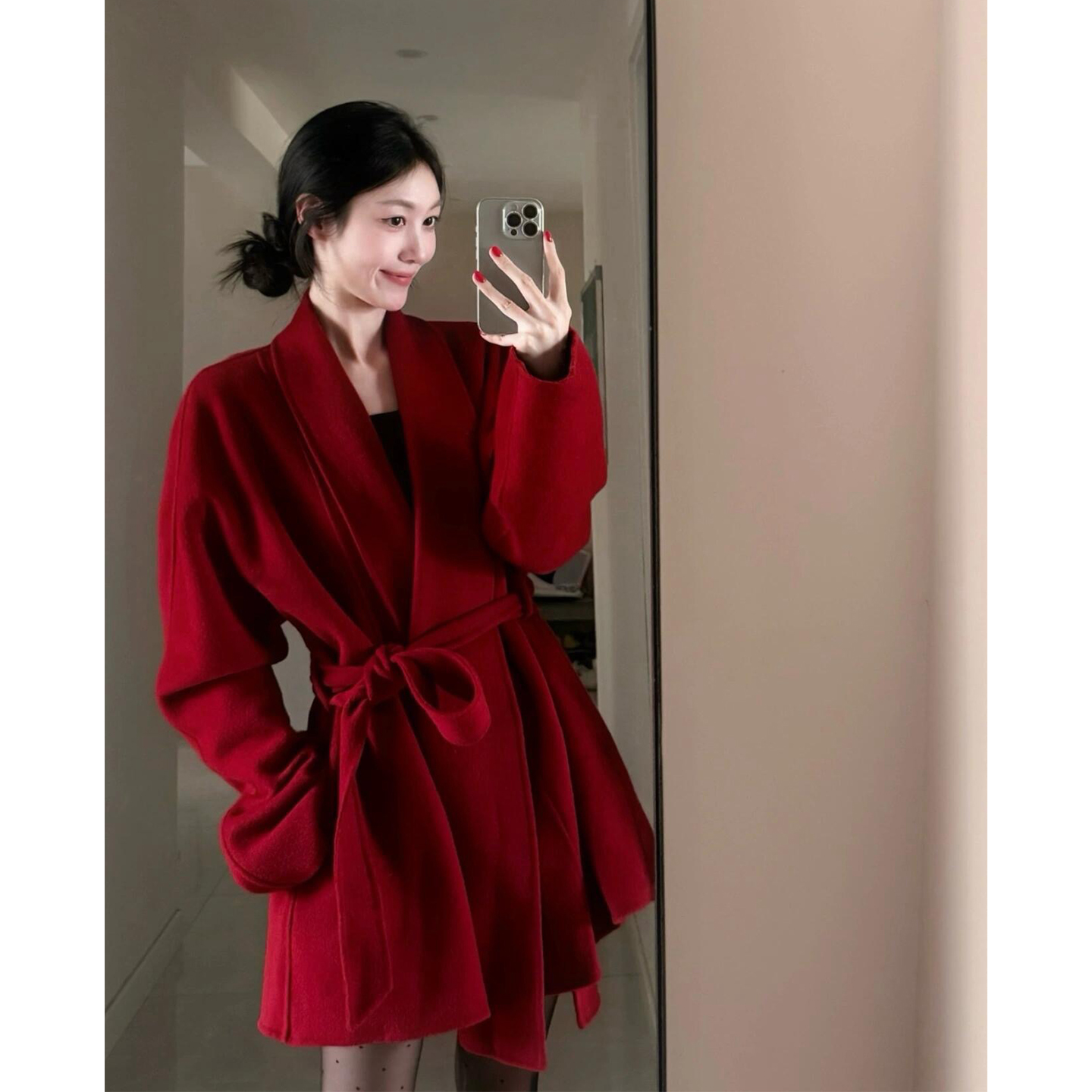 冬季结婚订婚敬酒服双面羊毛大衣