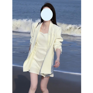 2024新款 女春季 高级感盐系外套吊带裙两件套 套装 韩系通勤职业西装