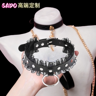 SADO高端定制蕾丝项圈女禁锢女m定制文字情调女颈带女朋友牵引绳
