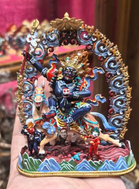 班丹拉姆/吉祥天母/吉祥天女/拉姆/12cm紫铜彩绘佛像藏传佛堂摆件