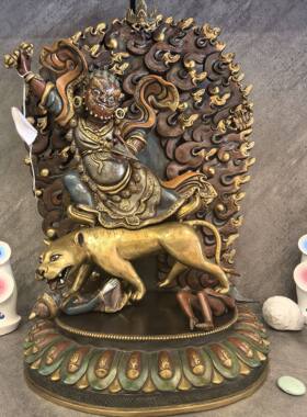 愤怒莲师/格热/多杰卓洛/多吉卓洛/莲师/46cm尼泊尔手工鎏金佛像