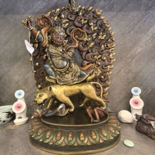 愤怒莲师/格热/多杰卓洛/多吉卓洛/莲师/46cm尼泊尔手工鎏金佛像