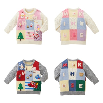 mi*ki 男女童 九宫格小兔小熊 圆领毛衣