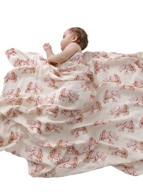 夏季a类muslin棉新生儿包被2层包巾婴儿纱布浴巾初生儿单盖毯被子