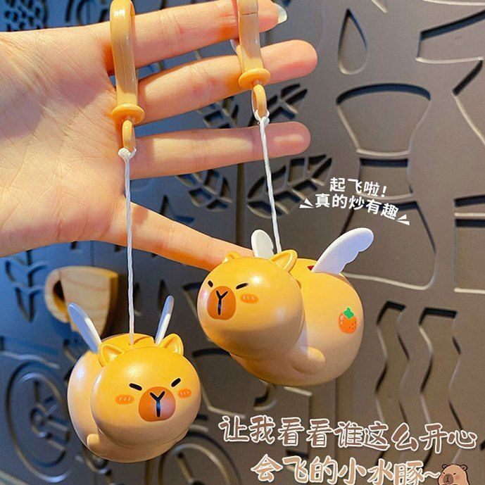 抖音同款 解压小飞豚飞天拉线小飞猪玩具卡皮巴拉钥匙扣 情侣图片