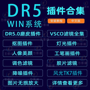 dr5插件合集ps插件一键安装包Dr5人像磨皮美白滤镜抠图降噪插件