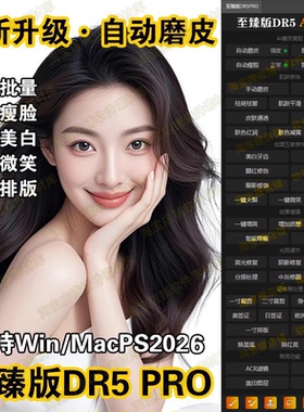 dr5插件ps插件AI磨皮插件智能批量调色抠图证件照MAC/Win支持m4