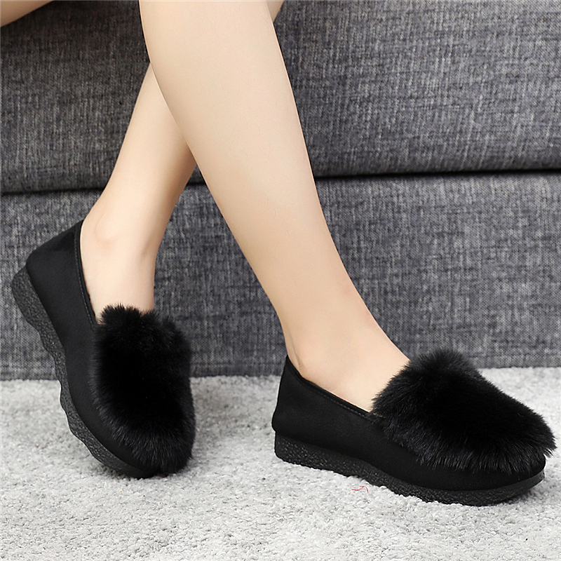 老北京布鞋毛毛加绒保暖豆豆棉鞋