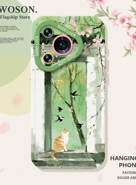 春天猫咪燕子手机壳适用华为pura80卡通mate70pro春日nova15ultra小清新p60高级感14女50套40/30/13/12/11/10