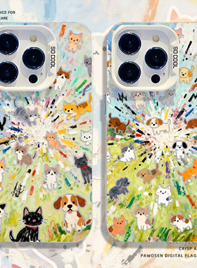 油画绿色爆炸小猫手机壳适用华为pura80可爱mate70pro卡通nova15ultra新款p60小狗14男50女40/30/13/12/11/10