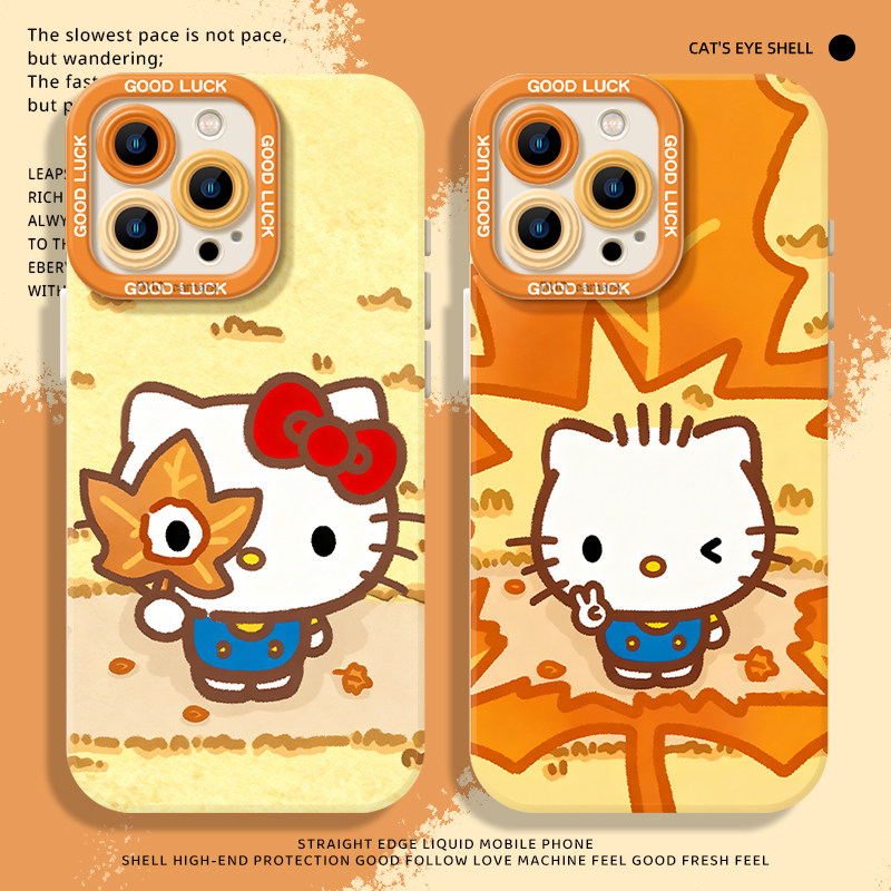 Hellokitty猫适用苹果17air手机壳iphone16promax凯蒂猫15情侣14mini秋天13枫叶12女11plus全包x卡通xs可爱xr