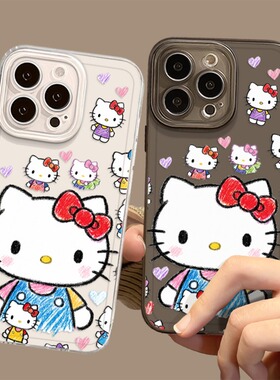 ins韩系涂鸦猫咪适用小米17手机壳15pro红米k90max可爱80卡通note14透明70小众13套60新款12女50软11/40/10s