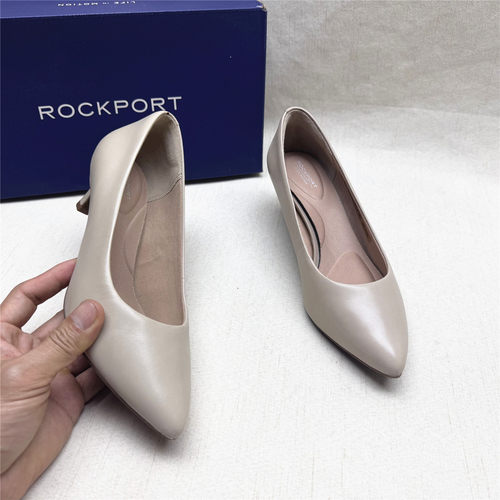 Rockport/乐步撤柜正品通勤尖头舒适工作时装鞋女春新款牛皮单鞋W