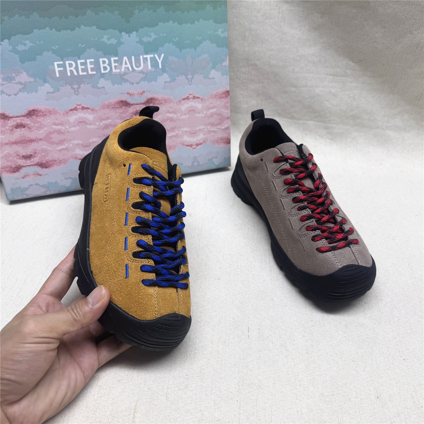 FREEBEAUTY自由姿色正品撤柜厚底圆头休闲女鞋新款牛剖层系带单鞋