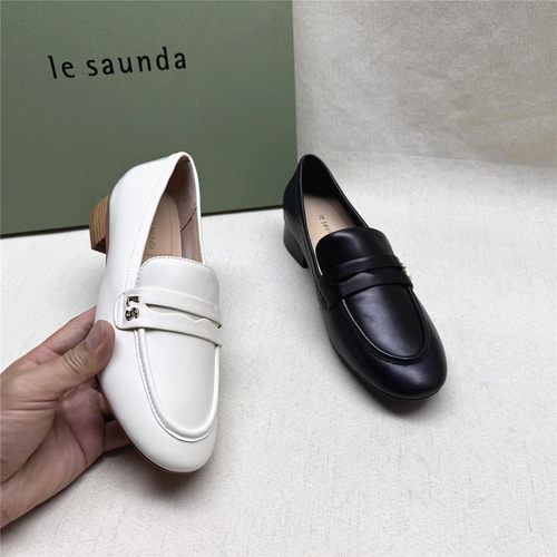 le saunda/莱尔斯丹正品撤柜时尚圆头舒适乐福鞋女春新款羊皮单鞋
