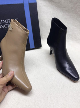 美国高奢品牌Badgley Mischka撤柜高跟性感时装靴女新款羊皮短靴