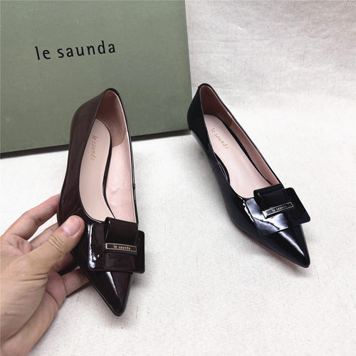 le saunda/莱尔斯丹正品撤柜时尚尖头细跟时装女鞋新款牛漆皮单鞋