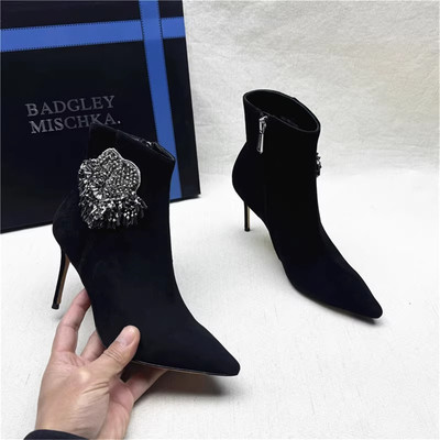 美国轻奢品牌撤柜真皮侧拉链短靴