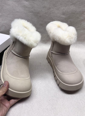 美国轻奢品牌撤柜时尚厚底舒适休闲雪地靴女新款微瑕疵加绒短筒靴