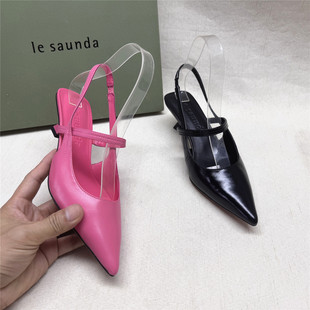 le saunda/莱尔斯丹5M撤柜尖头细跟时装女鞋新款牛皮包头凉鞋