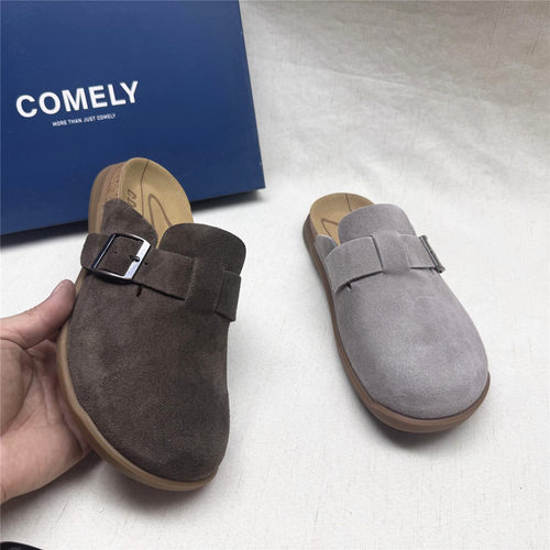 comely/康莉正品撤柜时尚厚底舒适勃肯男鞋春新款磨砂皮包头拖鞋