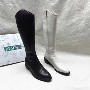 撤柜百搭方跟尖头高筒骑士靴女秋冬新款 百田森正品 长筒靴 SON