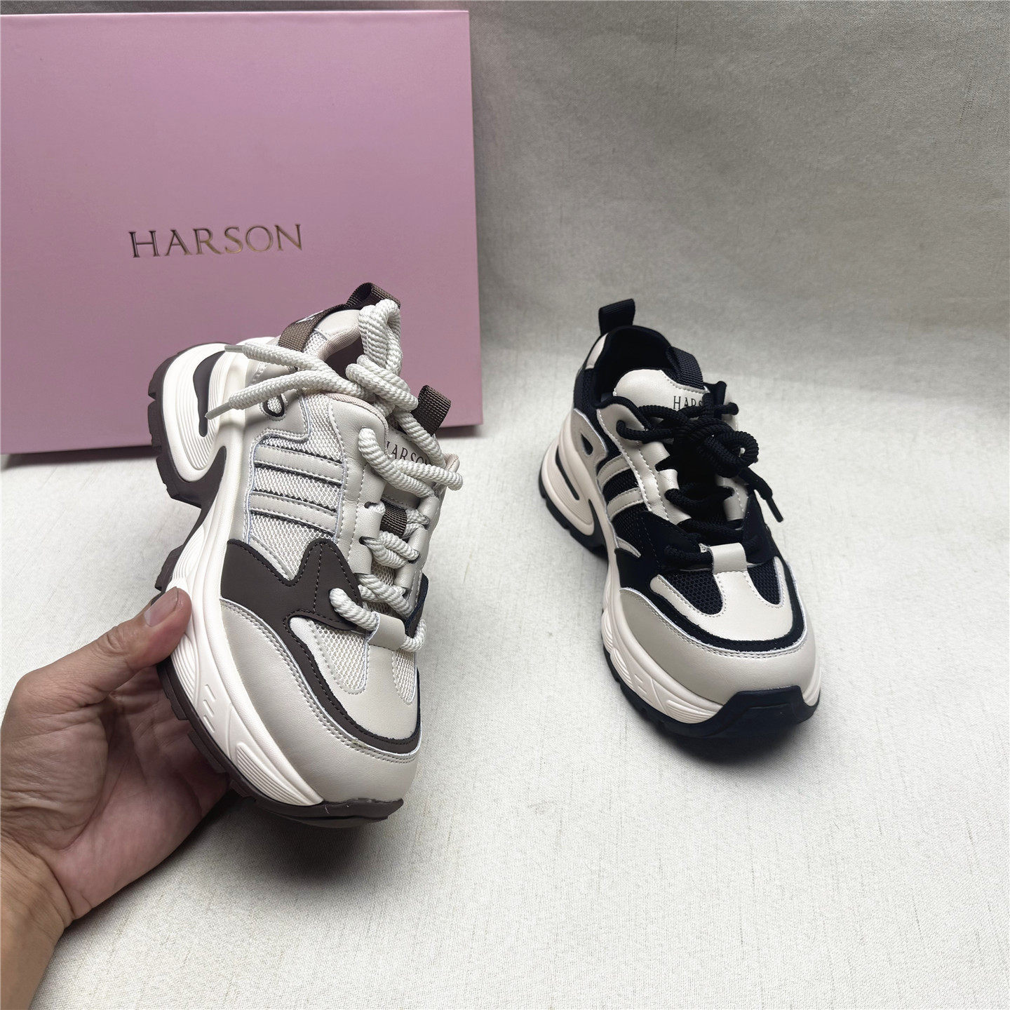 哈森正品撤柜复古厚底增高老爹鞋女春秋新款织物系带网面透气单鞋,女鞋,老爹鞋,淘宝优惠券,粉丝福利购,淘宝优惠卷