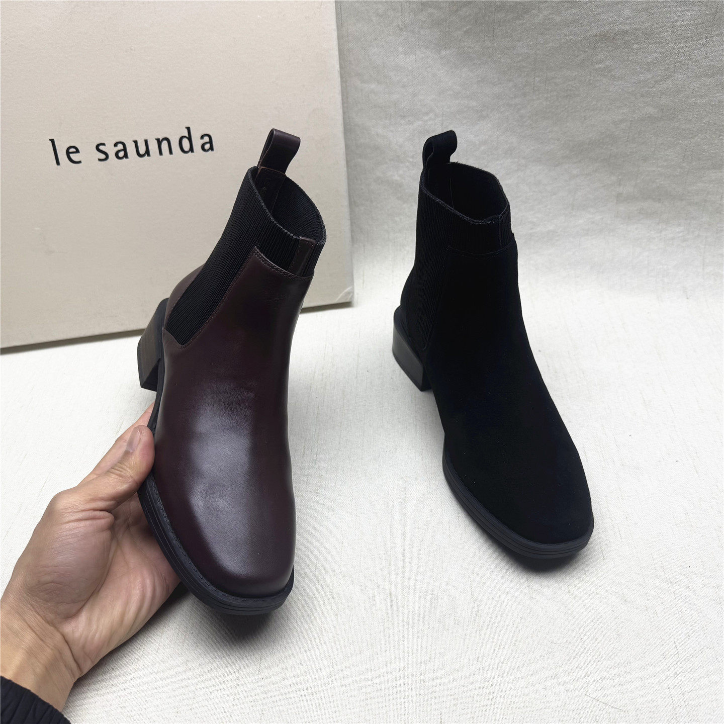 le saunda/莱尔斯丹正品撤柜方跟圆头时装靴女秋冬新款牛皮短筒靴,女鞋,时装靴,淘宝优惠券,粉丝福利购,淘宝优惠卷