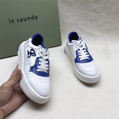 le saunda/莱尔斯丹5M正品圆头厚底休闲运动板鞋女春新款牛皮单鞋