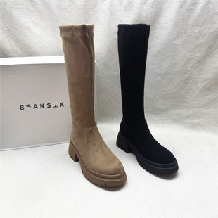 Biansix/便鞋式正品撤柜时尚高筒弹力瘦瘦骑士靴女秋冬新款长筒靴