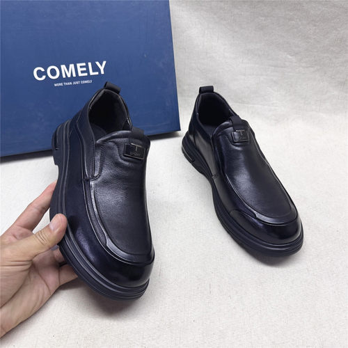 comely/康莉正品撤柜轻便舒适软底圆头休闲皮鞋男秋新款牛皮单鞋