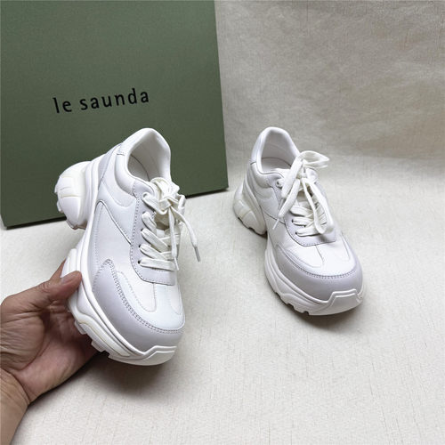 le saunda/莱尔斯丹5M正品撤柜休闲圆头增高老爹鞋女新款牛皮单鞋