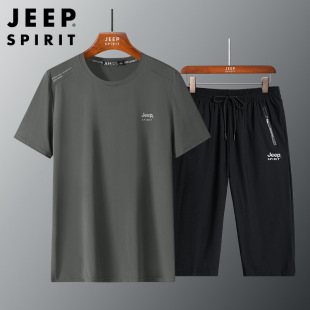 JEEP 七分裤 短袖 SPIRIT休闲运动套装 直筒宽松舒适冰丝72687271