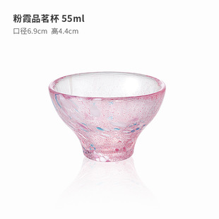 日本进口佐佐木彩色水晶玻璃杯子品茗杯日式 手工耐热功夫茶杯子