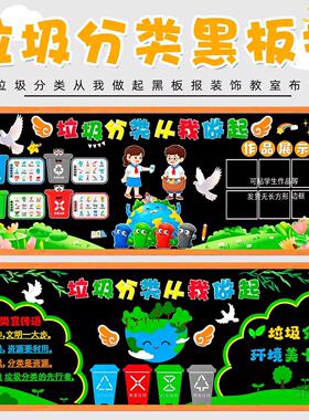 墙贴画创意标语主题墙贴幼儿园环保从我做起保护环境环创地球立体