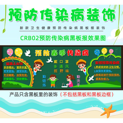 小学校春季墙贴小学春秋装饰预防传染病黑板报知识墙布置环创班级
